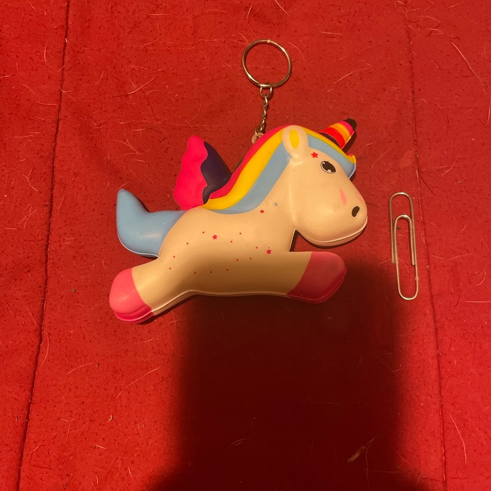 ❤️2/$25 Colorful Unicorn Squishy Keychain Toy